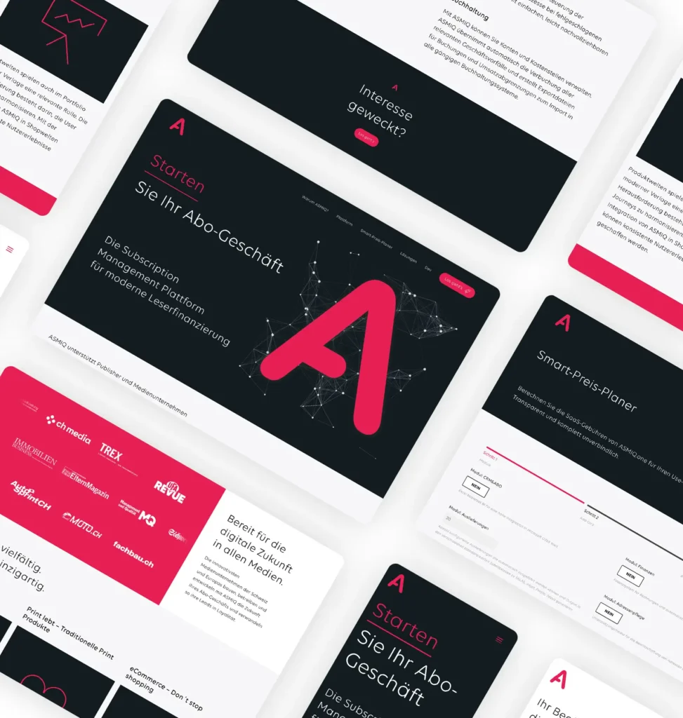 Übersicht mit Screenshots von ASMIQ.io