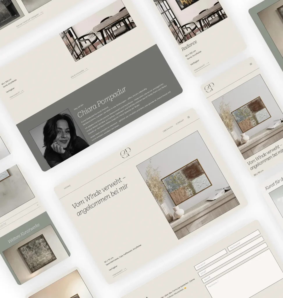 Übersicht mit Screenshots von cpompadur-art.ch