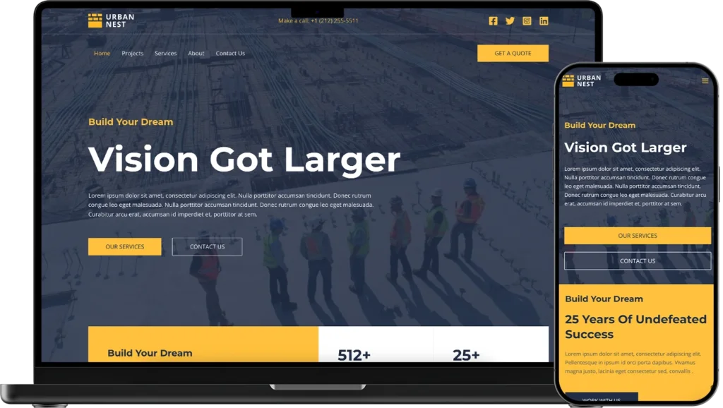 Mockup der Testseite auf Mobile und Desktop